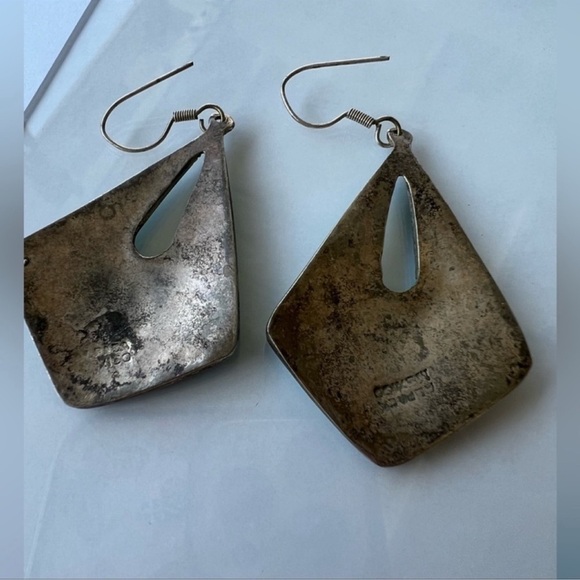 Alpaca Mexico Turquoise & Abalone Inlaid Earrings - Picture 3 of 3